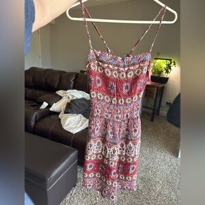 American Eagle Outfitters Red and Blue Patterned Romper